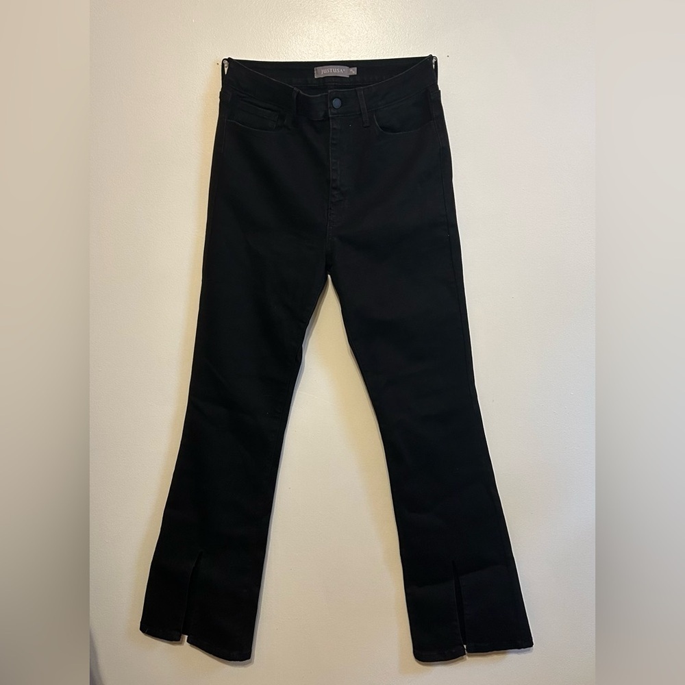 Just USA • Front Slit Black wide leg Jeans